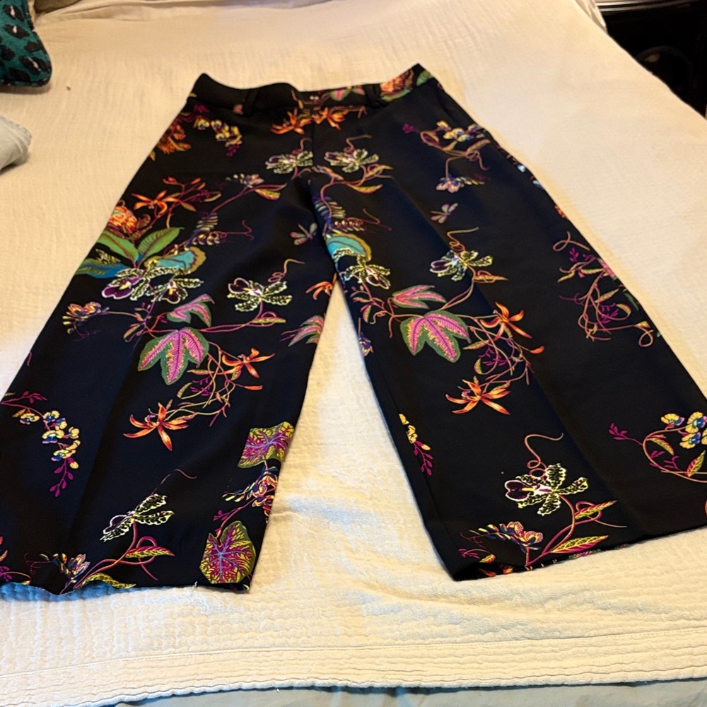 Zara Black Floral Trousers